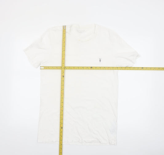 AllSaints Men's White Organic Cotton Crew Neck T-Shirt Size M
