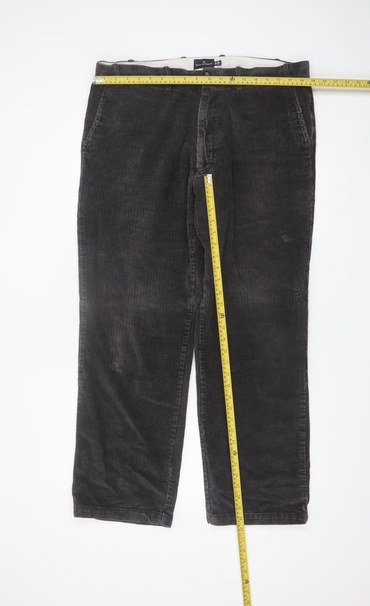 Marks and Spencer Blue Harbour Men's Grey Corduroy Trousers 38W 31L
