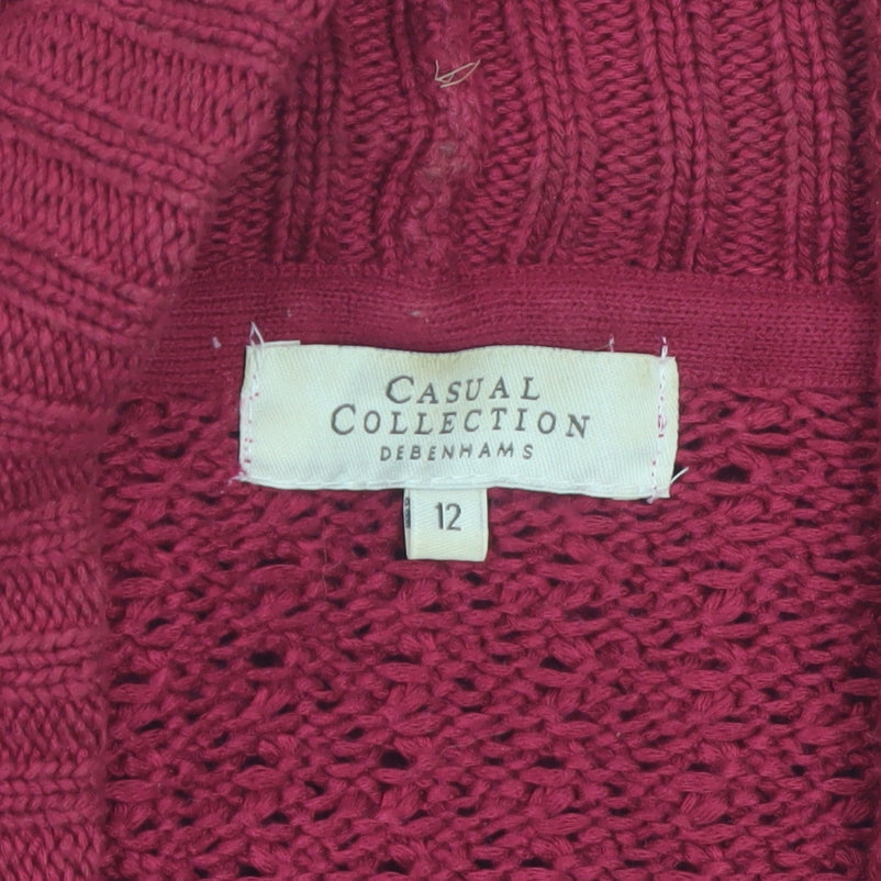 Debenhams Women Red Size 12 Chunky Knit Open Cardigan