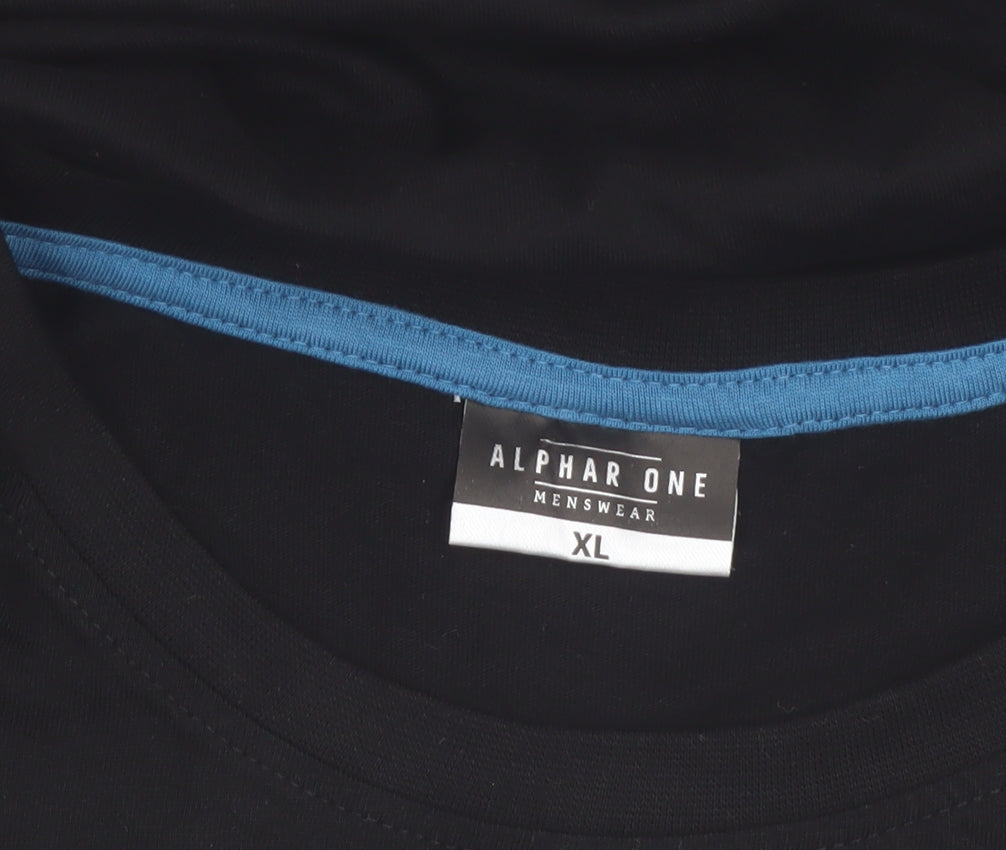 Alphar One Mens Black Crew Neck Short Sleeve Cotton T-Shirt XL