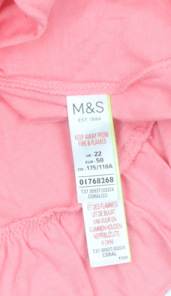 Marks and Spencer Women Pink Ruffle Jersey Nightshirt UK 22
