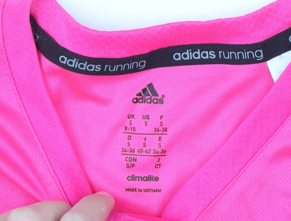 Adidas Women's Pink Climalite Running V-Neck T-Shirt Size S