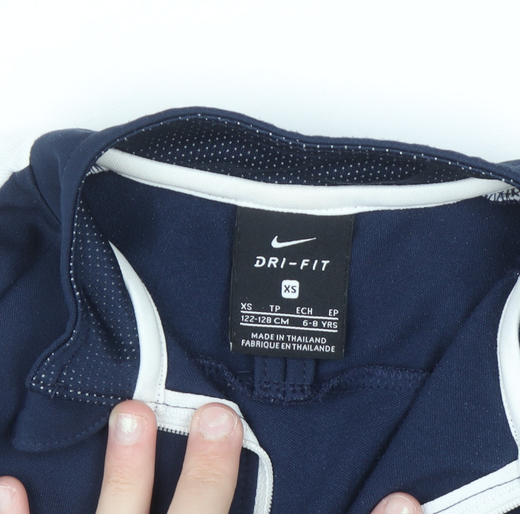 Additional view of Nike boys’ blue dri-fit 1/4 zip training sweatshirt 6-8 years
