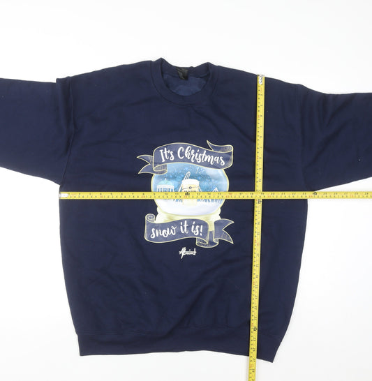 Harp Men's Blue Christmas Graphic Pullover Sweatshirt Size L