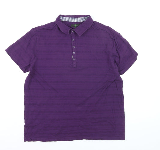 Jasper Conran Men's Purple Cotton Polo Shirt XL Classic Fit
