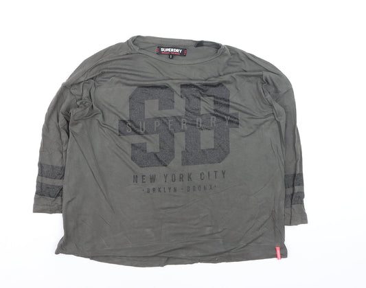 Superdry Boys Khaki Long Sleeve Graphic T-Shirt Size S