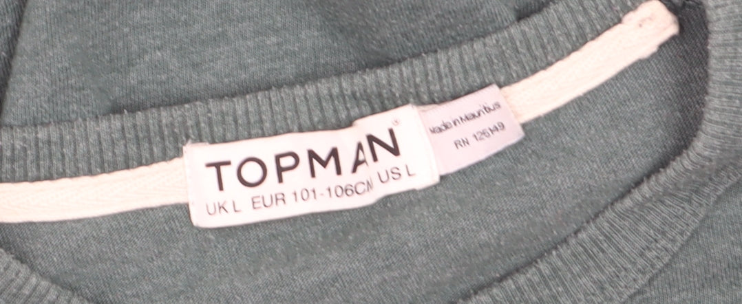 Topman Men's Green L Henley Short Sleeve Cotton T-Shirt
