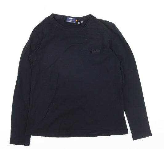 Superdry Men's Black Long Sleeve Organic Cotton Crew Neck Top Size M