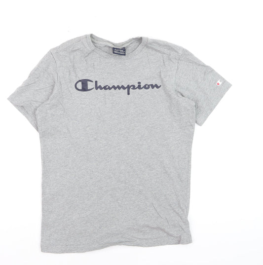 Champion Boys Grey XL 13-14 Years Short Sleeve Cotton Graphic T-Shirt