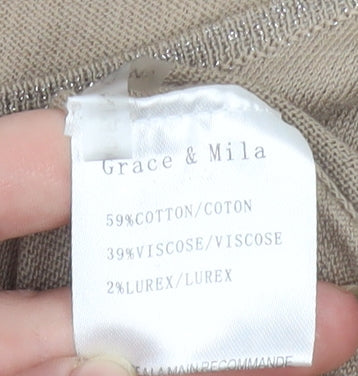 Grace & Mila Women’s Beige Skater Dress Size S Short Sleeve Knit