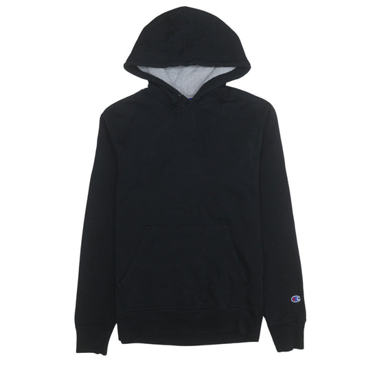 Champion Men Black Pullover Hoodie Small Logo Fleece Sportswear