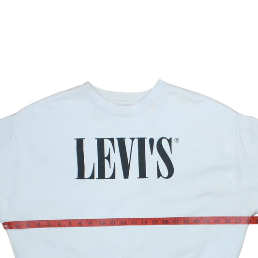 Levi's Womens White Pullover Sweatshirt Small Crew Neck Logo