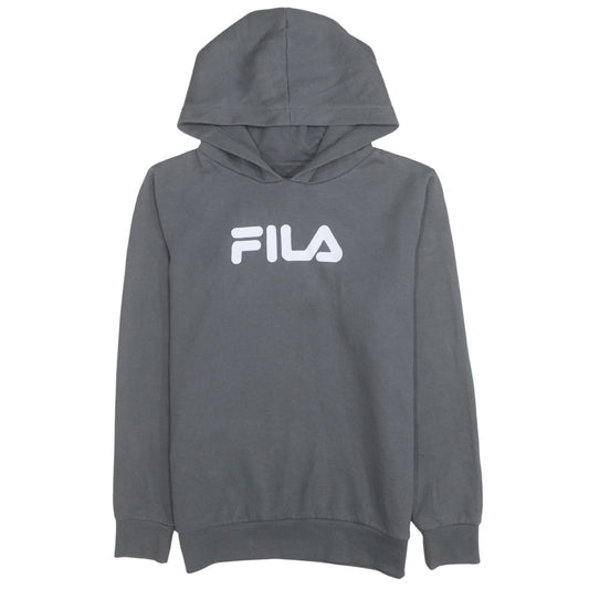 FILA Boys Grey Pullover Hoodie 13-15 Years Polyester Cotton Blend