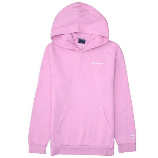 Champion Girls Pink Pullover Hoodie 13-14 Years Fleece Lined Logo Sweatshirt