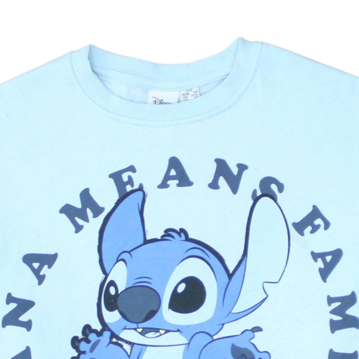Disney Women Blue Stitch Sweatshirt 2XS Ohana Means Family Pullover