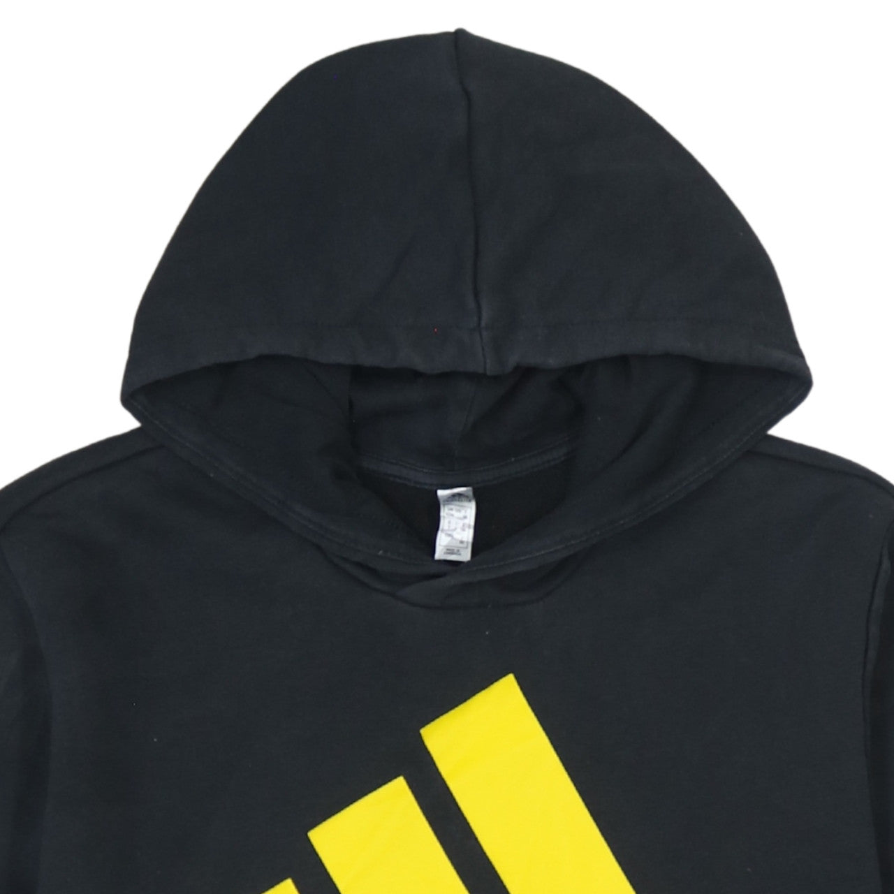 Adidas Men's Black XL Pullover Hoodie with Yellow Logo Print