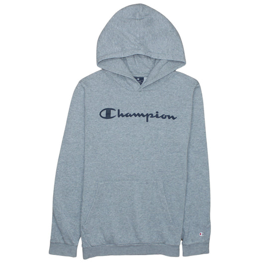 Champion Boys Grey Pullover Hoodie XL 13-14 Years Cotton Blend Logo Sweatshirt