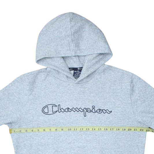 Champion Men Grey Pullover Hoodie L Regular Fleece Sports Logo