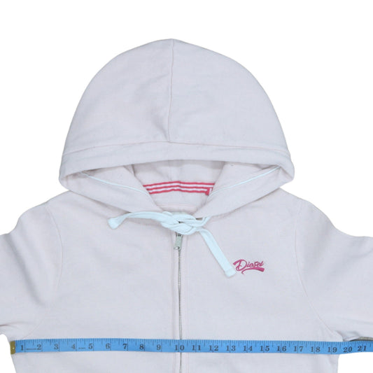 Diesel Unisex White Full Zip Hoodie M Cotton Fleece