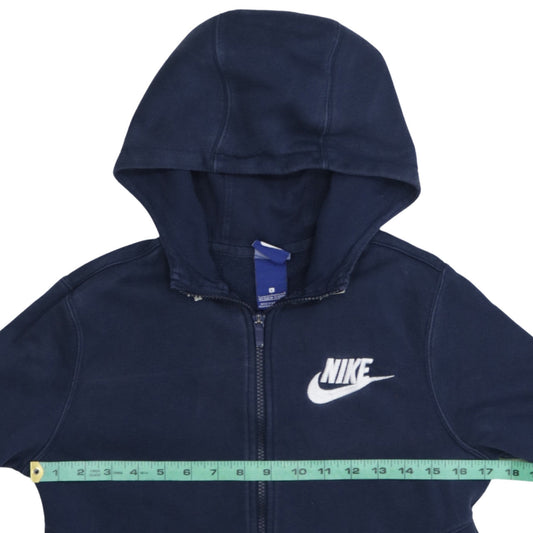 Nike Boys Navy Blue Full Zip Hoodie Sweatshirt Size M Cotton Blend
