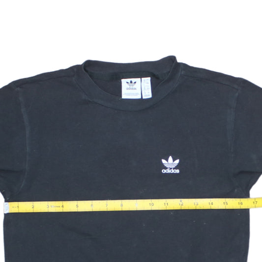 Adidas Women Black Cotton Short Sleeve Crew Neck T-Shirt Size 4