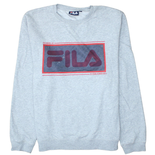 Fila Mens Grey Graphic Logo Pullover Sweatshirt Size L