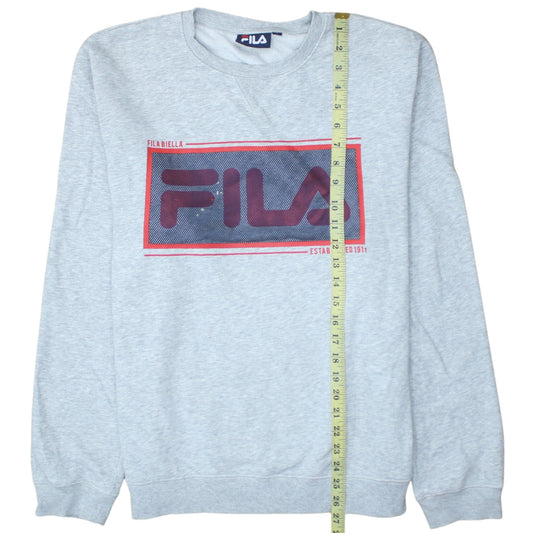 Fila Mens Grey Graphic Logo Pullover Sweatshirt Size L