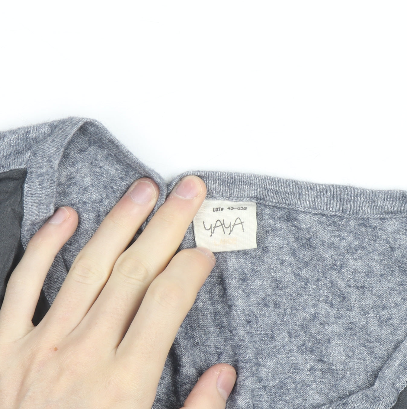 Yaya Men's Grey Long Sleeve Casual Top Large Cotton Blend