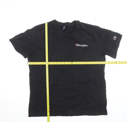 Champion Men's Black Medium Crew Neck Cotton Logo T-Shirt