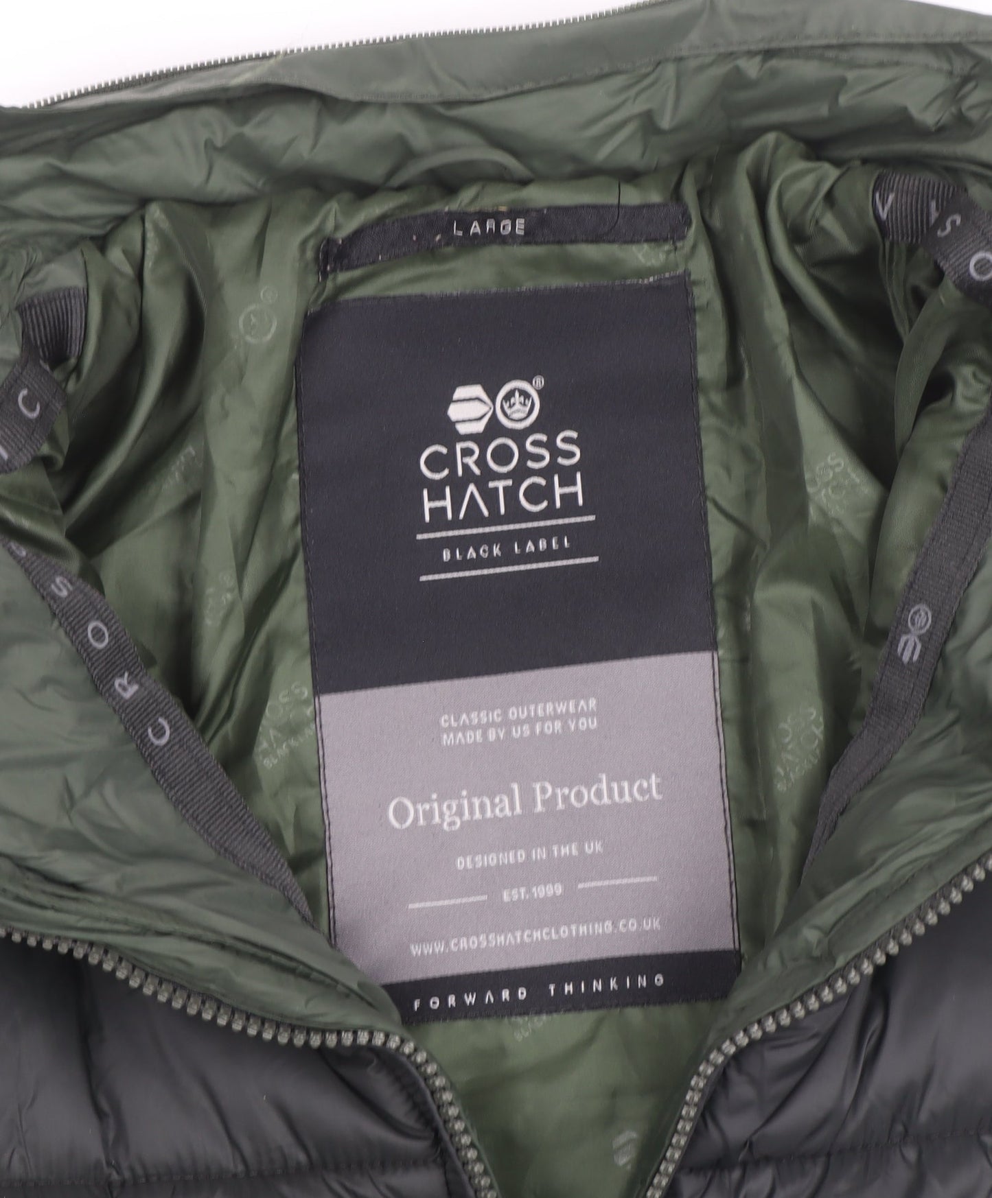 Crosshatch Men’s Green Black Puffer Jacket Size L Regular Fit