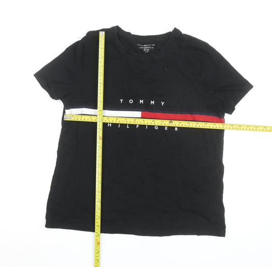 Tommy Hilfiger Women’s Black Relaxed Fit Cotton Logo T-Shirt L