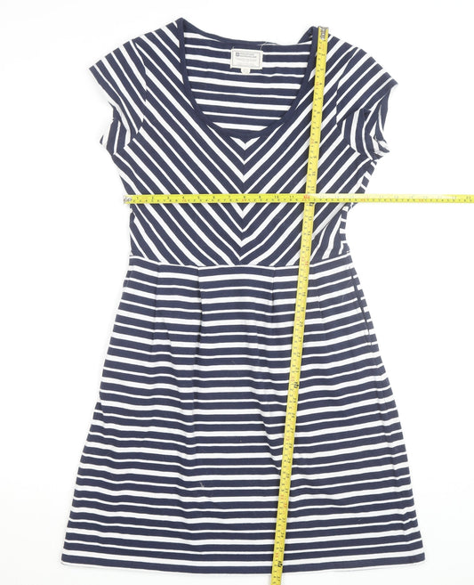 Mountain Warehouse Women Blue Striped V-Neck A-Line Dress Size 14