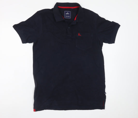 Parx Men's Black Cotton Polo Shirt M Short Sleeve Casual