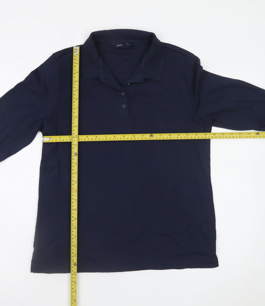 Lands' End Men's Blue Long Sleeve Classic Fit Cotton Polo Shirt Size L