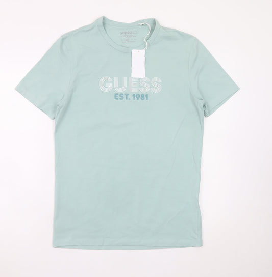 Guess Eco Men’s Mint Green Slim Fit Cotton Blend T-Shirt M
