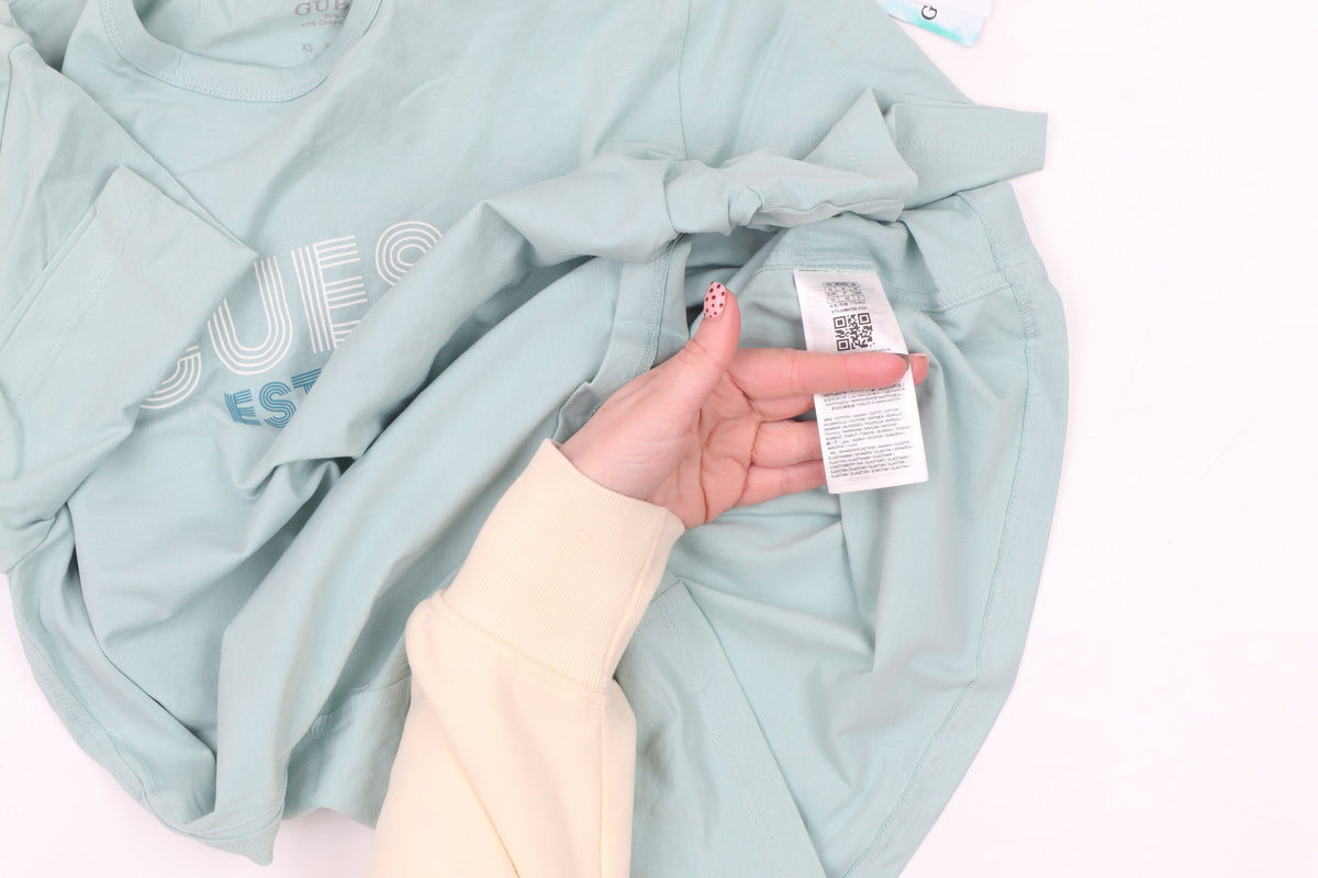 Additional view of Guess Eco Men’s Mint Green Slim Fit Cotton Blend T-Shirt M