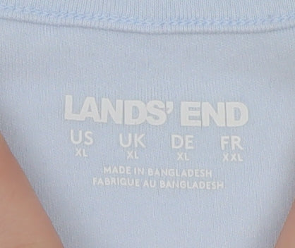 Lands' End Women's Blue Sleeveless Basic Tank Top XL Cotton Jersey