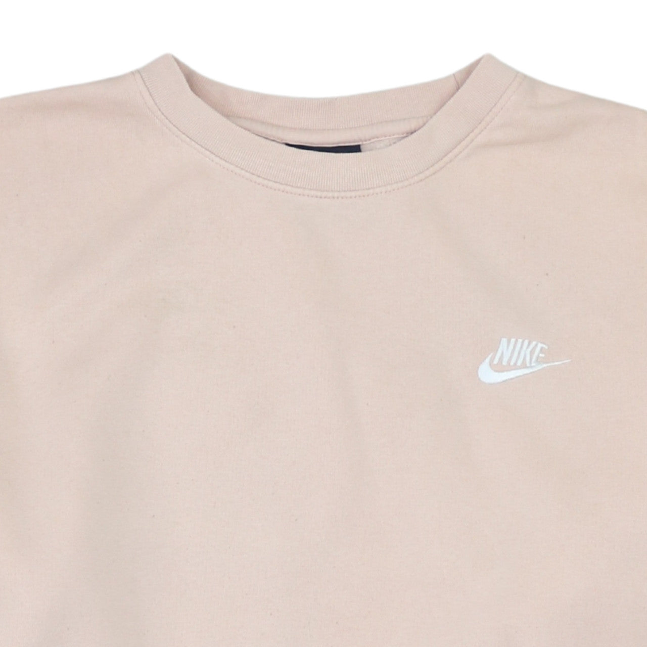 Nike Women Beige Cotton Pullover Sweatshirt M Crew Neck Logo
