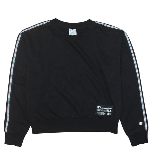 Champion Women’s Black Large Logo Tape Crew Neck Sweatshirt