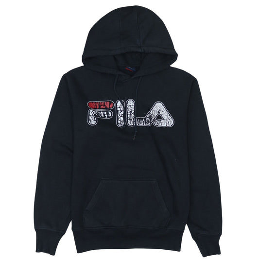 FILA Men's Black Small Pullover Hoodie Graphic Logo Sweatshirt