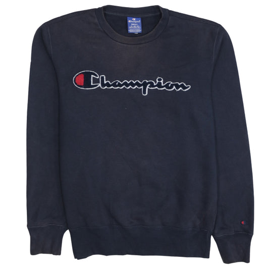 Champion Men's Blue Small Pullover Sweatshirt Crew Neck Embroidered Logo