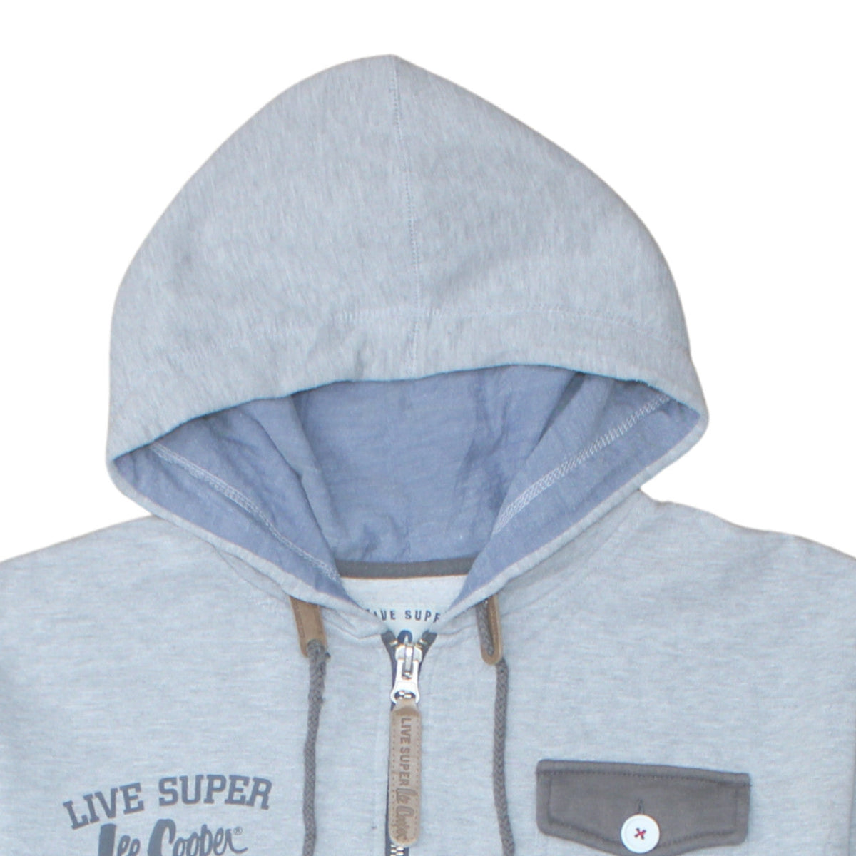 Additional view of Lee Cooper Men’s Grey Full Zip Hoodie L Vintage Style Sweatshirt