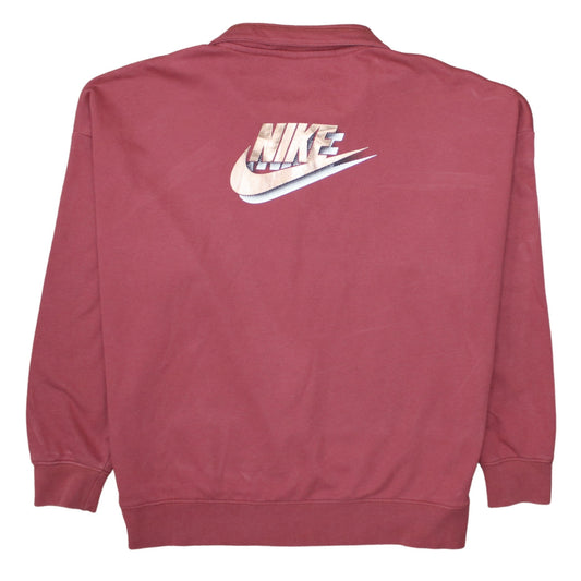 Nike Women Oversized Pink 1/4 Zip Sweatshirt Small Logo Pullover