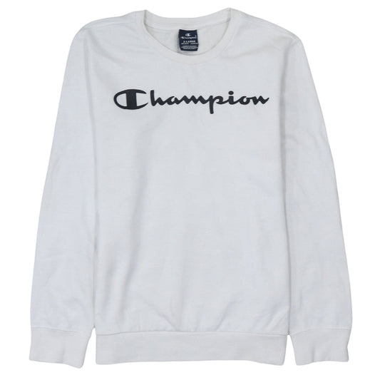 Champion Boys White Sweatshirt XL 13-14 Years Crew Neck Long Sleeve Pullover