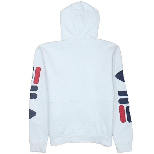 FILA Men's White Pullover Hoodie Small Logo Graphic Print Sweatshirt