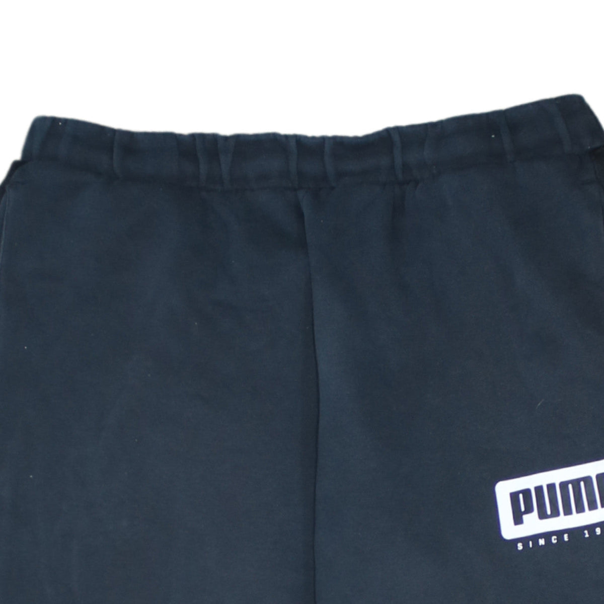 Additional view of Puma men’s black fleece jogger sweatpants, size M, elastic waist tapered