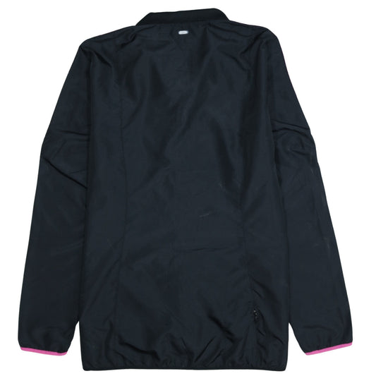 Adidas Womens Black Pink Stripe ClimaProof Full Zip Windbreaker Jacket L