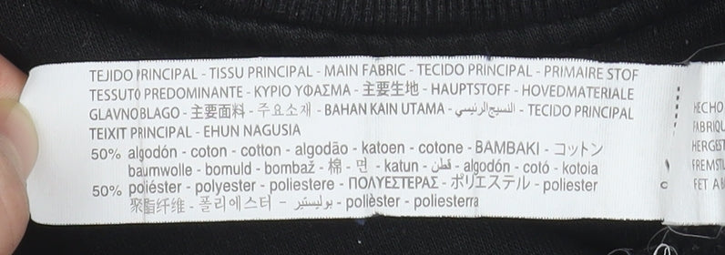 ZARA Women's Black Cropped Crew Neck Pullover Sweatshirt Size S