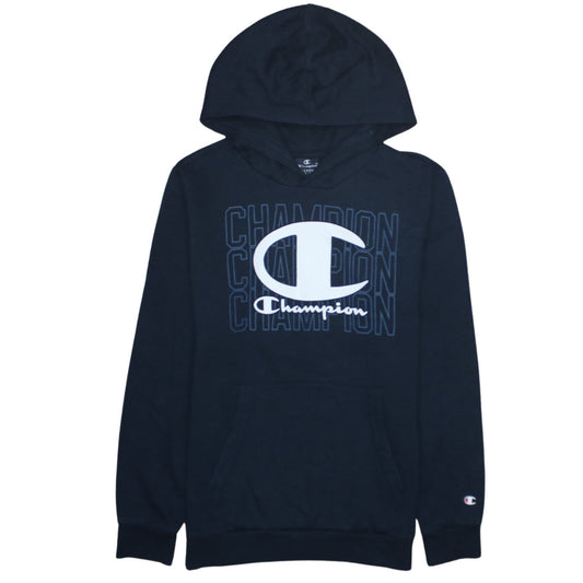 Champion Boys Black Pullover Hoodie 13-14 Years Logo Graphic Sweatshirt