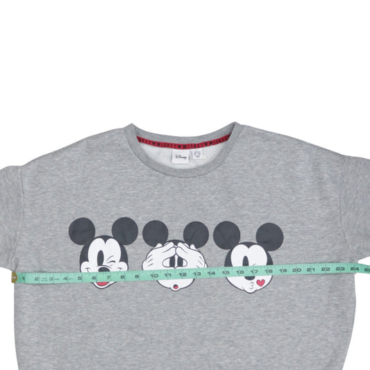 Disney Women Grey Mickey Mouse Graphic Pullover Sweatshirt Size S